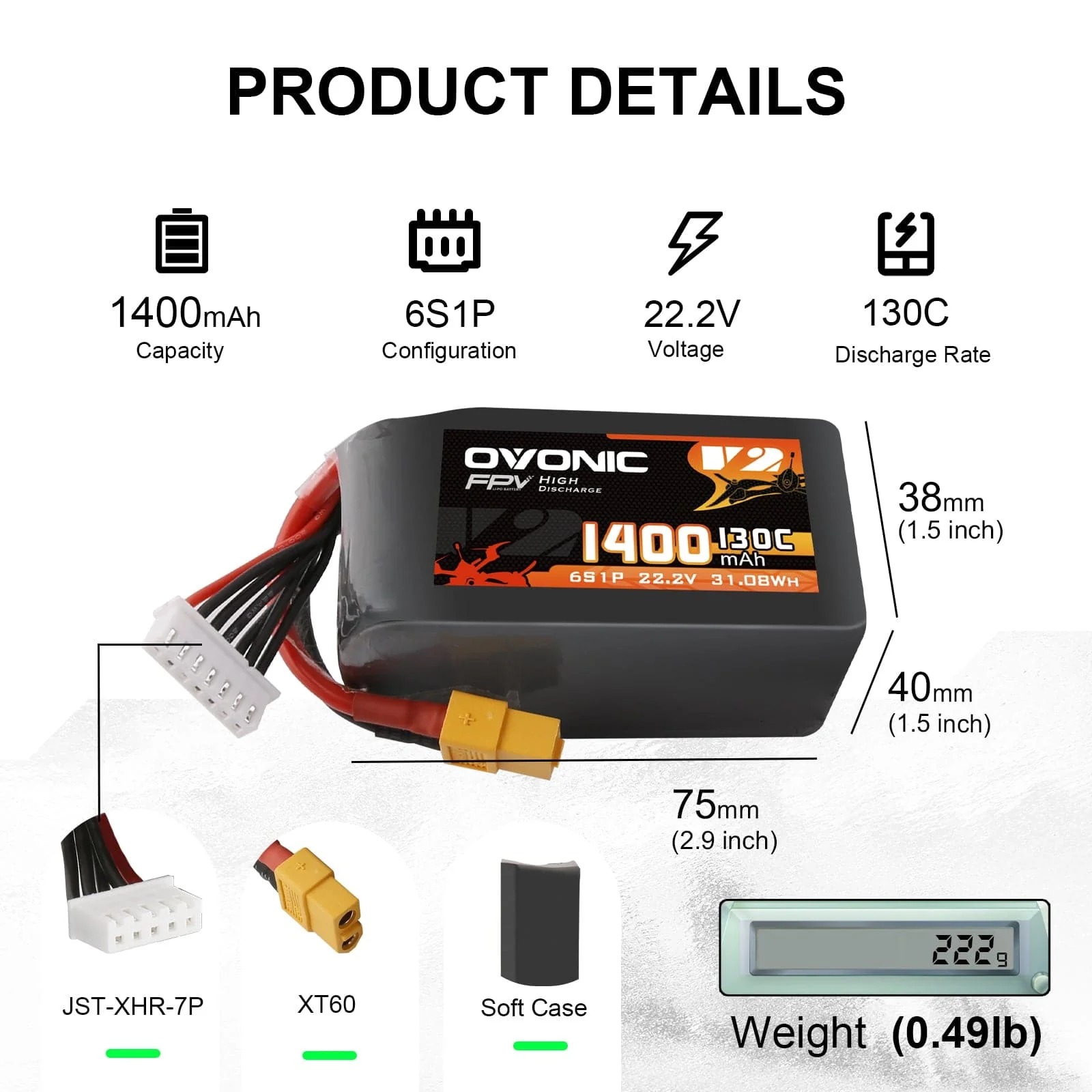 Ovonic 6S 1400mAh 130C LiPo バッ - Walksnail Avatar Hd Goggles X のレビューと価格